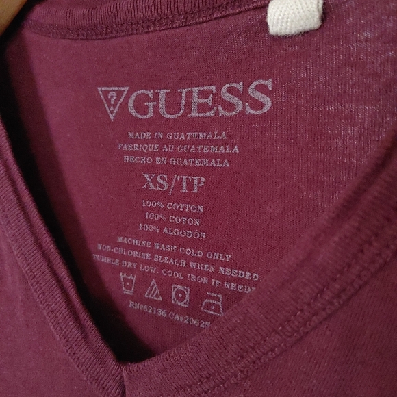 Guess | Dark red womens t shirt with logo - Picture 5 of 8